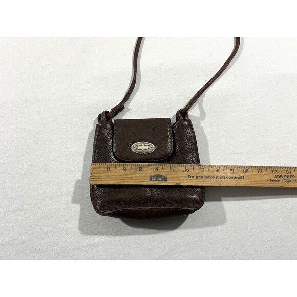 Vtg Fossil Brown Pebble Grain Leather Crossbody Purse Bag Boho Hobo Cottagecore - Picture 3 of 9